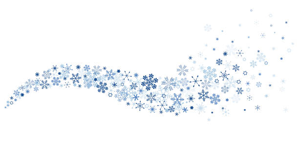 illustrations, cliparts, dessins animés et icônes de flux de cristal de neige, flocon de neige, vague, flutter - snowflake ice crystal christmas snow