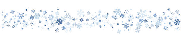 illustrations, cliparts, dessins animés et icônes de flux de cristal de neige, flocon de neige, frontière - snowflake ice crystal christmas snow