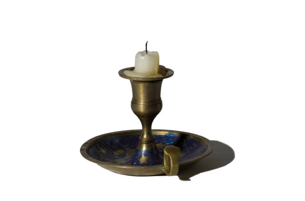 istock Isolated, candlestick, antique, bronze, golden, old, candle. 2 1187593439