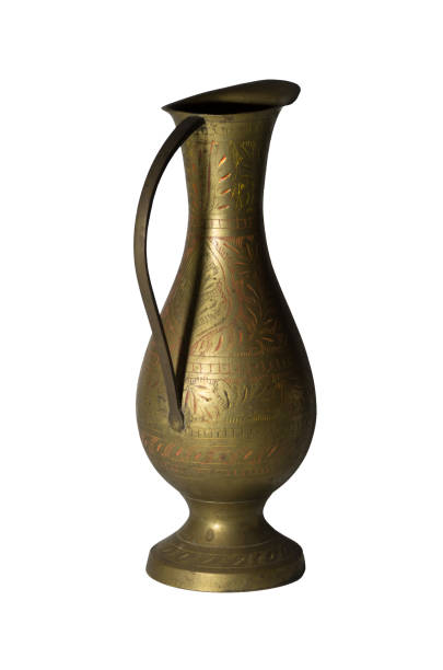 istock Isolated, jug, antique, bronze, golden, old, beautiful, pattern. 2 1187593790