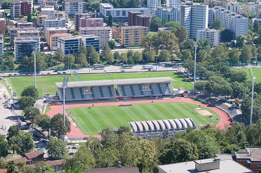 Lugano, Ticino, Switzerland - 12th September 2019 : View of the Stadium Cornaredo, the home of the Football Club Lugano