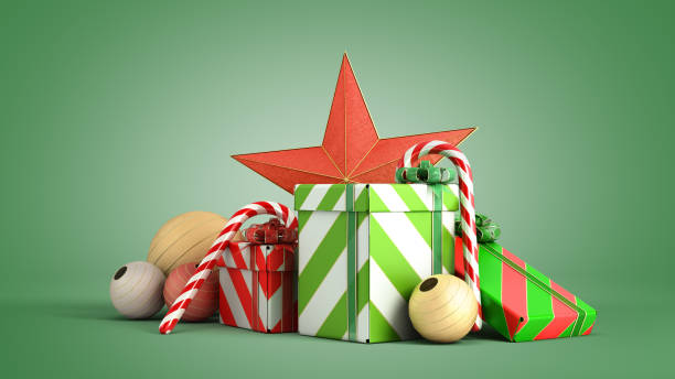 istock christmas gift boxes and accessories background 3d render on green gradient 1187609818