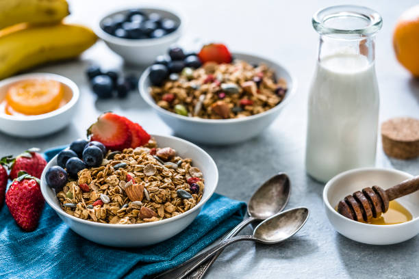 istock Healthy eating: two granola bowls with fruits for breakfast 1187614236