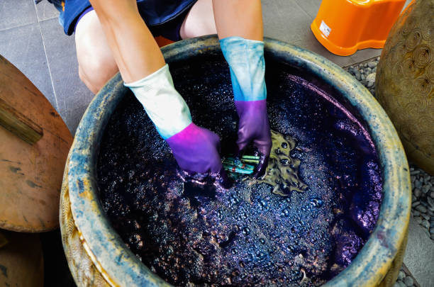 istock Blue-dye craft activity in Zhuo ye cottage. 1187614372