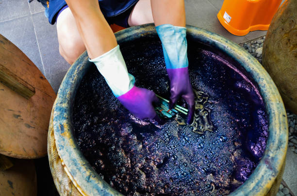 istock Blue-dye craft activity in Zhuo ye cottage. 1187614413
