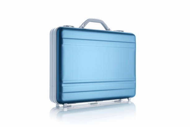 istock Metal blue briefcase isolated on the white background 1187615800