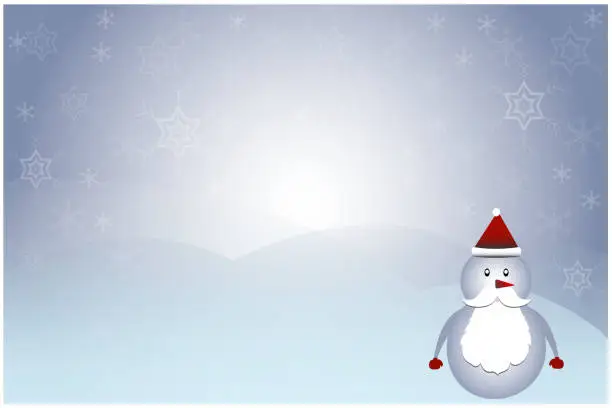 Vector illustration of Christmas snow man and snowflakes on blue background vector