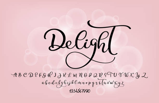 Handwritten brush style modern calligraphy cursive font with flourishes. Calligraphy alphabet. Cute calligraphy letters. For postcard or poster decorative graphic design. Isolated letter elements Handwritten brush style modern calligraphy cursive font with flourishes. Calligraphy alphabet. Cute calligraphy letters. For postcard or poster decorative graphic design. Isolated letter elements. calligraphy alphabet styles drawing stock illustrations