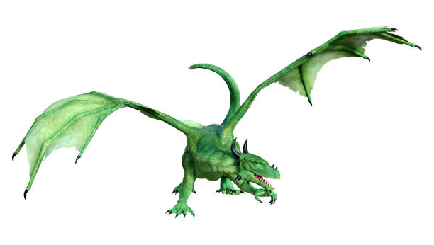 istock 3D illustration fantasy dragon on white 1187622029