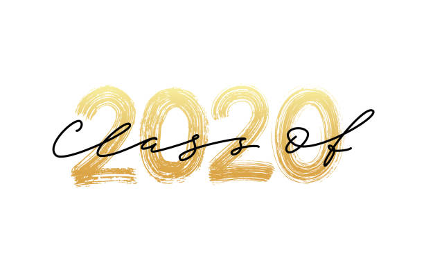 Class of 2020. Modern calligraphy. Hand drawn brush lettering logo. Graduate design yearbook. Vector illustration. Class of 2020. Modern calligraphy. Vector illustration. Hand drawn brush lettering Graduation logo. Template for graduation design, party, high school or college graduate, yearbook. 2020 stock illustrations