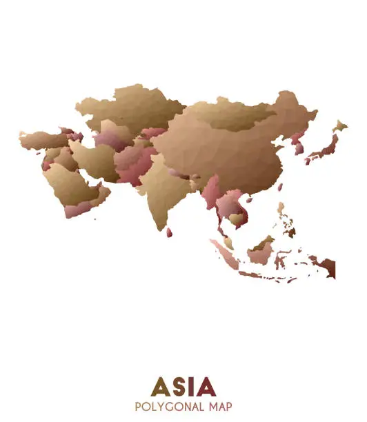 Vector illustration of Asia Map. actual low poly style continent map.