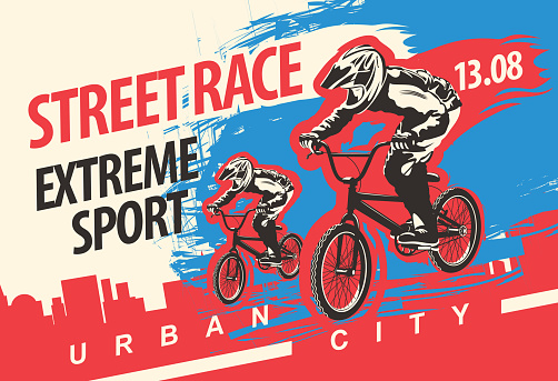 vector banner on the theme of bicycle street race
