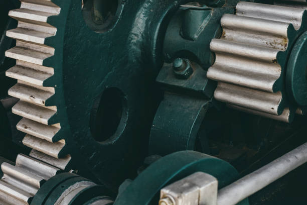 istock Big steel gear shot close-up 1187629444