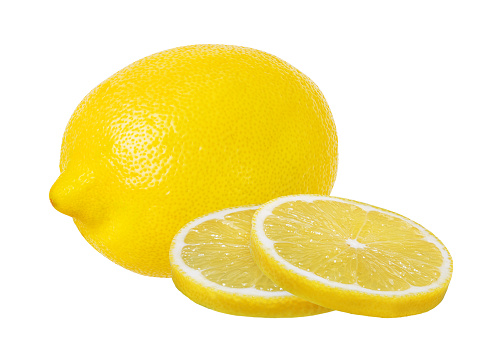 Fresh lemon isolated on white background with clipping path