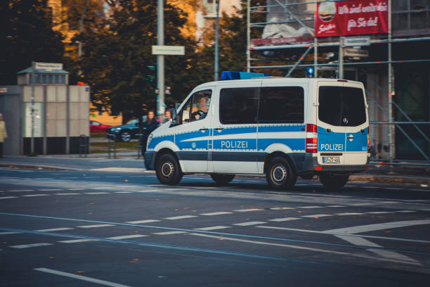 Berlin, Germany - October 19, 2019 A Police Van Car in the street of Berlin