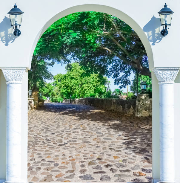 istock arch door on the  alley 1187631578