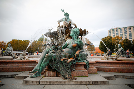 The Neptune Fountain on Alexanderplatz in Berlin
