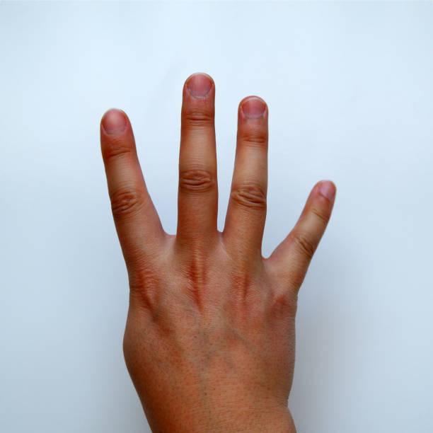 Isolated man hand, number four