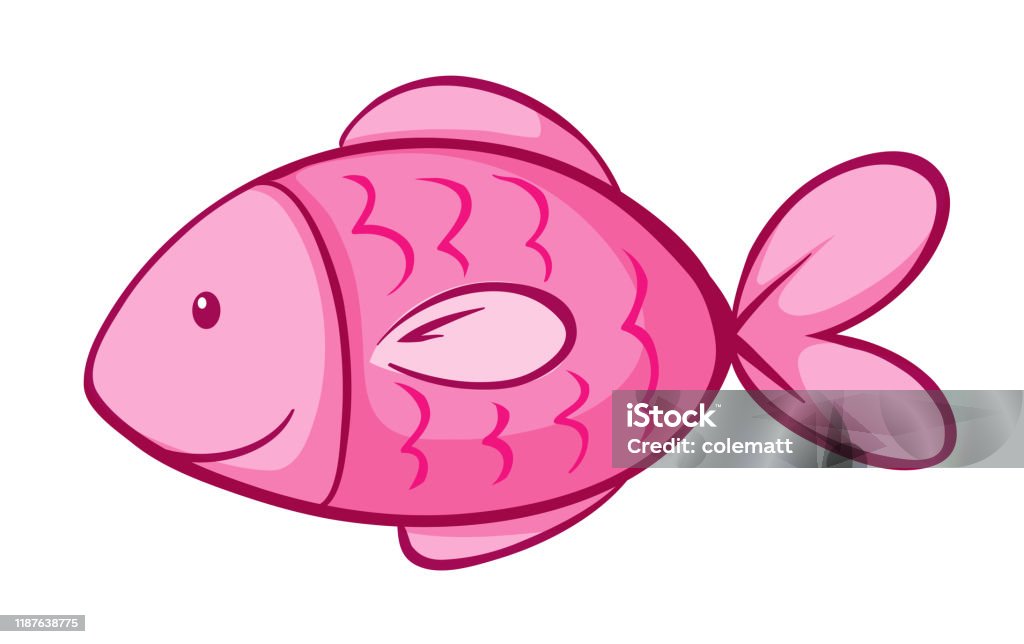 Pink Fish On White Background Stock Illustration - Download Image Now -  Animal, Animal Wildlife, Art - iStock
