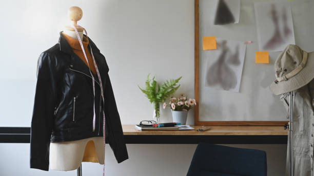 istock Mannequin dummy model on fashion designer workspace. 1187640243