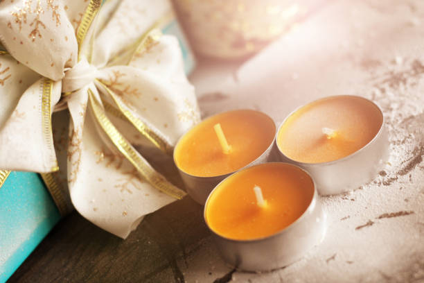 istock Orange Christmas candles, Christmas 1187641263