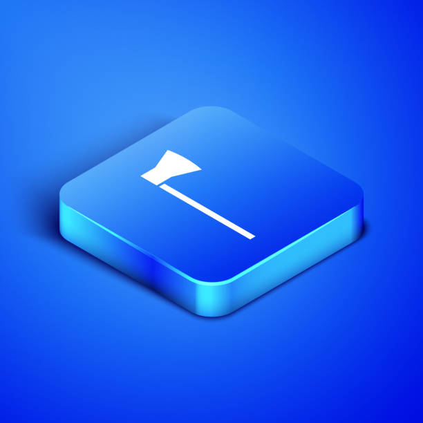 istock Isometric Wooden axe icon isolated on blue background. Lumberjack axe. Blue square button. Vector Illustration 1187642881