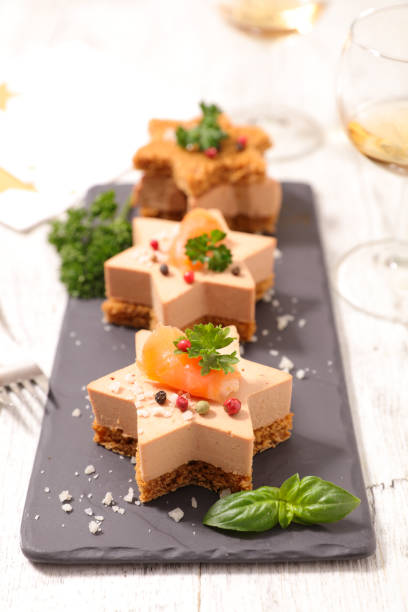 istock festive canape with gingerbread cake, foie gras and salmon 1187644501