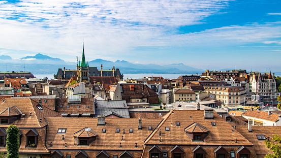 Cityscape of Lausanne from Cathedral Square