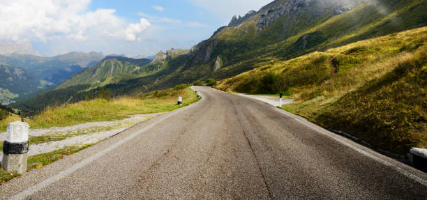Winding Road on European Alps, Italy.