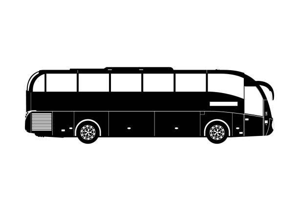 ilustrações de stock, clip art, desenhos animados e ícones de side view of tourist coach - bus coach bus travel isolated