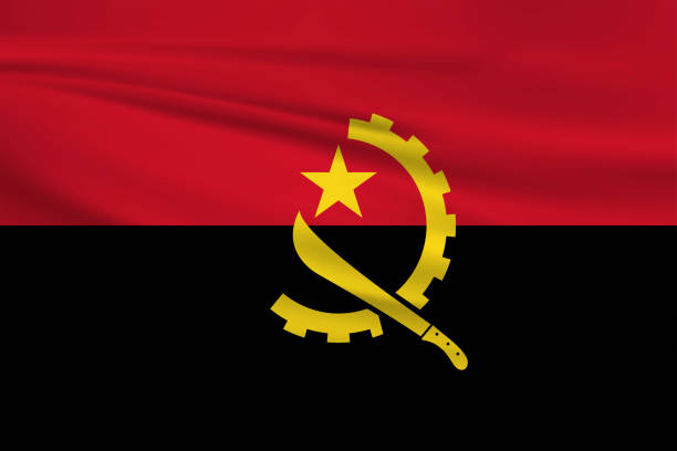 istock Waving Angola flag, official colors and ratio correct. Angola national flag. Vector illustration. 1187647158