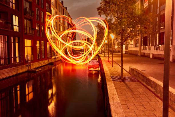 Heart Shaped Light Painting In The City