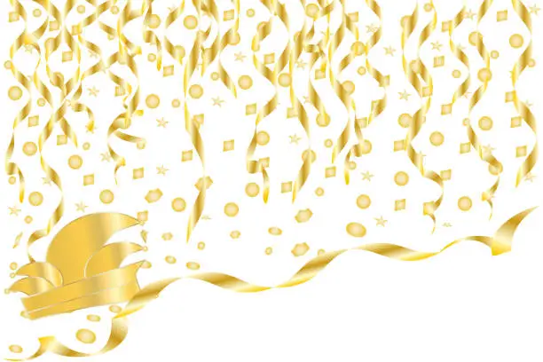 Golden Carnival Party Decoration on White Background