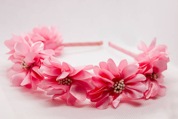 istock Baby hair accessory with pink flowers on white background 1187651821