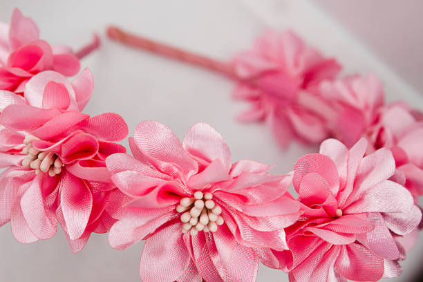 istock Baby hair accessory with pink flowers on white background 1187651826