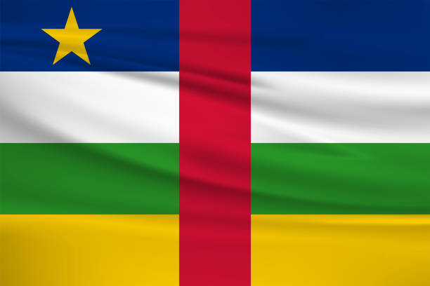 istock Waving Central African Republic flag, official colors and ratio correct. Central African Republic national flag. Vector illustration. 1187652487