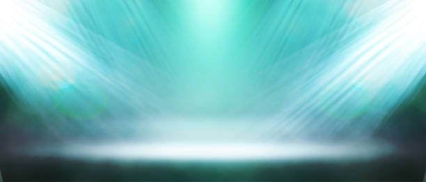 istock Abstract blurry concrete background. Illuminated show on the stage with copy space. An empty stage of the theater, lit by spotlights. 3d rendering 1187657042