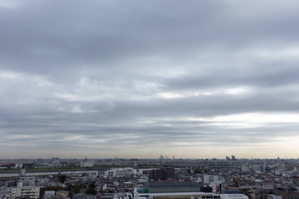 cidade de tóquio - horizon over land - fotografias e filmes do acervo