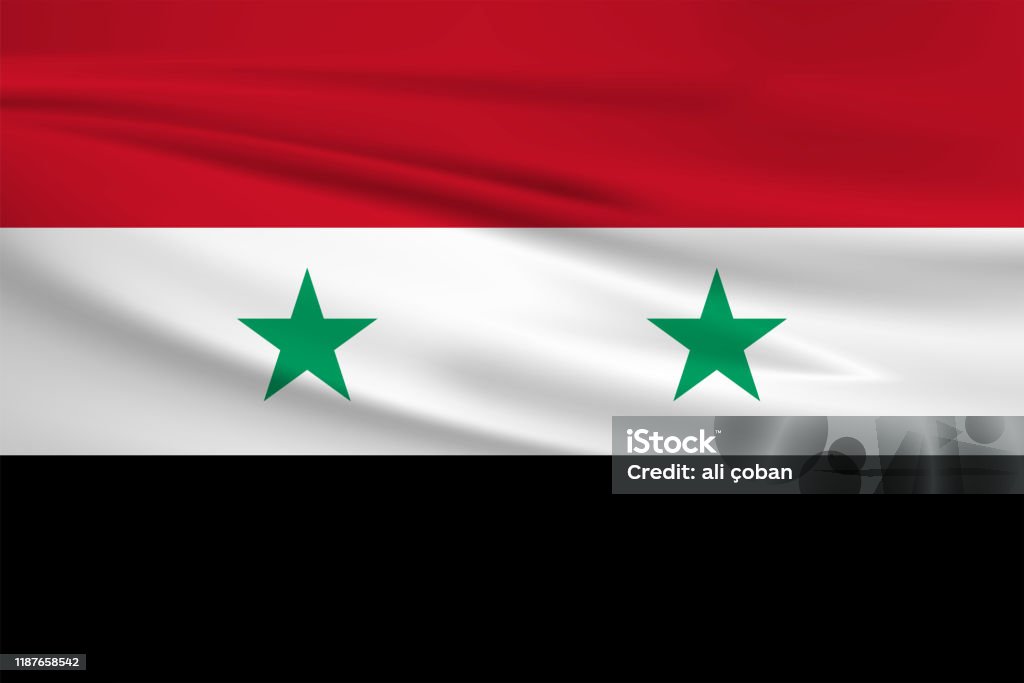 Winken Syrien Flagge Offizielle Farben Und Verhältnis Richtig