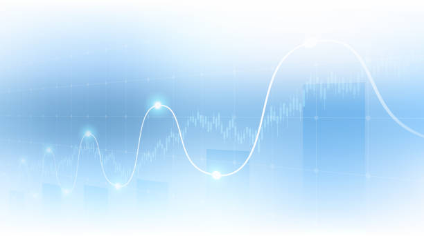 istock Abstract financial graph with uptrend line and bar chart of stock market on blue and white color background 1187660813