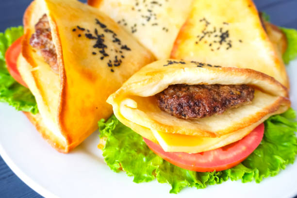 istock Delicious appetizing sandwich, fast food. 1187661121
