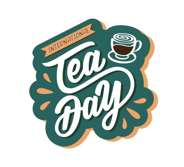 International Tea Day quote - December 15. Hand drawn vector logo with lettering typography and cup of black tea on white background. Illustration with slogan for sign, banner, flyer, poster, sticker International Tea Day quote - December 15. Hand drawn vector logo with lettering typography and cup of black tea on white background. Illustration with slogan for sign, banner, flyer, poster, sticker day drinking stock illustrations