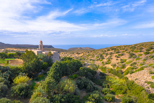 Church of Toplou Monastery in the northeastern part of Crete, Greece near the famous palm beach of Vai.