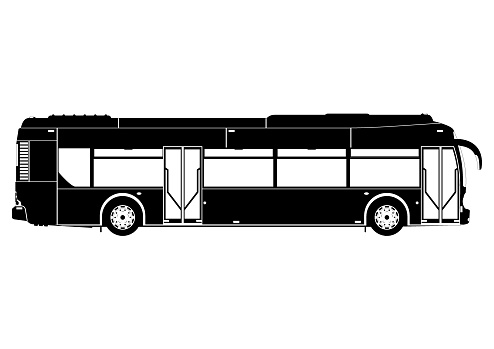 City bus silhouette. Side view of a city bus. Flat vector.