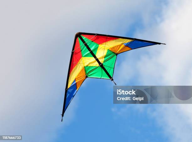 Colourful Kite Flying Stock Photo - Download Image Now - Beauty, Blue,  Carefree - iStock