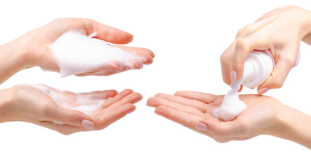 istock Collage beauty foam in hand 1187668383