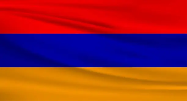 Vector illustration of Waving Armenia flag, official colors and ratio correct. Armenia national flag. Vector illustration.
