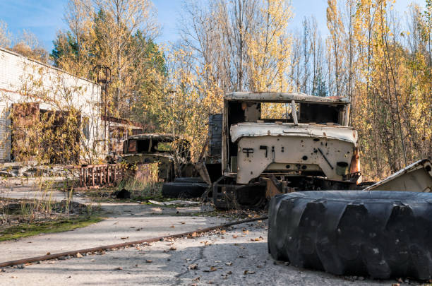istock old abandoned wrecked vehicle in Chernobyl 1187671371