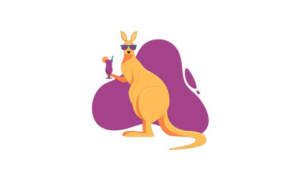 ilustraciones, imágenes clip art, dibujos animados e iconos de stock de ilustración vectorial de canguro - kangaroo animal humor fun
