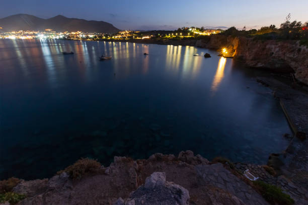 istock Panoramic view on the beach in Crete in the evening. Long exposure 1187673312